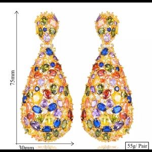 Godki 75mm Maxi Water drop Cubic Zirconia Earring